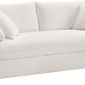 Down Filled Fabric Sleeper Sofa in Pure White