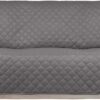 Reversible Quilted Sofa Cover, Water Resistant Slipcover Furniture Protector, Washable Couch Cover with Non Slip and Elastic Straps for Kids, Dogs, Pets (Oversized Sofa, Gray/Light Gray)