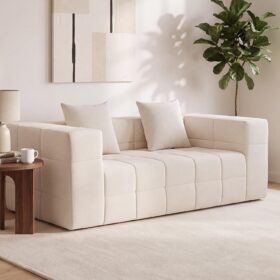 70-Inch Modern Frameless-Look Sofa—Chenille "Cloud" Loveseat , Beige