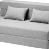 Convertible Folding Sofa Bed - Chair Bed Sleeper with Pillow, Modern Linen Fabric Fold Out & Futon Couch, Foldable Mattress for Living Room/Dorm/Guest Use/Home Office, Full Size, Light Gray