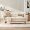65.2-Inch Wide Loveseat; Mid-Century Modern Style Living Room Sofa With Button-Tufted Upholstery; Easy To Assemble; Suitable For Bedrooms, Offices, And Apartments; Beige