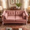 Modern Small Velvet Loveseat, Deep-Seat Design, Suitable For Living Room