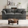 81-Inch Oversized Deep-Seat Loveseat, "Cloud" Style Corduroy Loveseat For Living Room Or Bedroom (No Assembly Required, Gray)