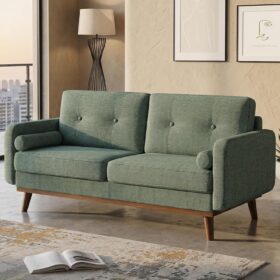65-Inch Mid-Century Modern Loveseat, Green
