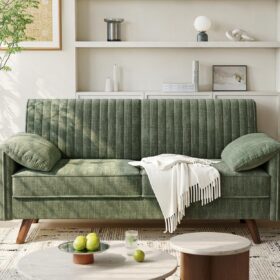 64.5-Inch Loveseat, Chenille Fabric Living Room Sofa, Green