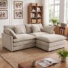 76.7-Inch "Cloud" Loveseat With Ottoman, Small L-Shaped Sectional Sofa