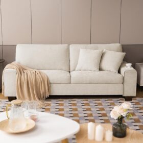 71.25-Inch Chenille Loveseat, Beige, Modern Living Room Sofa