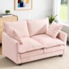 50-Inch "Cloud" Style Loveseat; Modern Design With 27-Inch Deep Seating And 2 Throw Pillows; Suitable For Small Homes, Apartments, Studios, Offices, Bedrooms, And Living Rooms; Pink