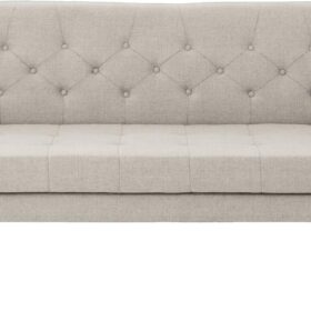 Mid Century Modern Tufted Fabric Sofa, Beige