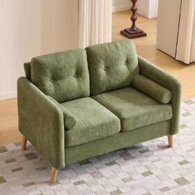 47-Inch Green Chenille Loveseat (With 6-Inch Thick Cushion, Apartment-Friendly)
