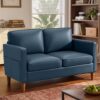 56-Inch Faux Leather Loveseat (Mid-Century Modern Style)