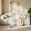 79.5-Inch Loveseat; Oversized Armless Living Room Sofa; Comfortable "Cloud" Style (Deep Seating); Modern Modular Loveseat (Includes Throw Pillows); No Assembly Required; Beige