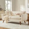 65-Inch Wide Loveseat; Mid-Century Modern Style Living Room Sofa With Button-Tufted Upholstery; Sturdy, Durable, And Easy To Assemble; Suitable For... Bedroom Loveseat, Beige
