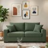 69-Inch Loveseat, Comfortable Chenille Fabric Small Sofa (Includes 2 Toss Pillows), Suitable For Living Room, Apartment, Or Office (Dark Green)