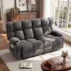 Oversized Reclining Loveseat (With Cup Holders And Side Pockets, Traditional Manual Recline; Suitable For Living Room/Den) (Car Or Home Theater Use, Fabric Upholstery, Gray)